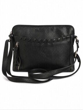 GREAT AMERICAN LEATHER WORKS Black Soft Pebble Leather Western Crossbody Bag